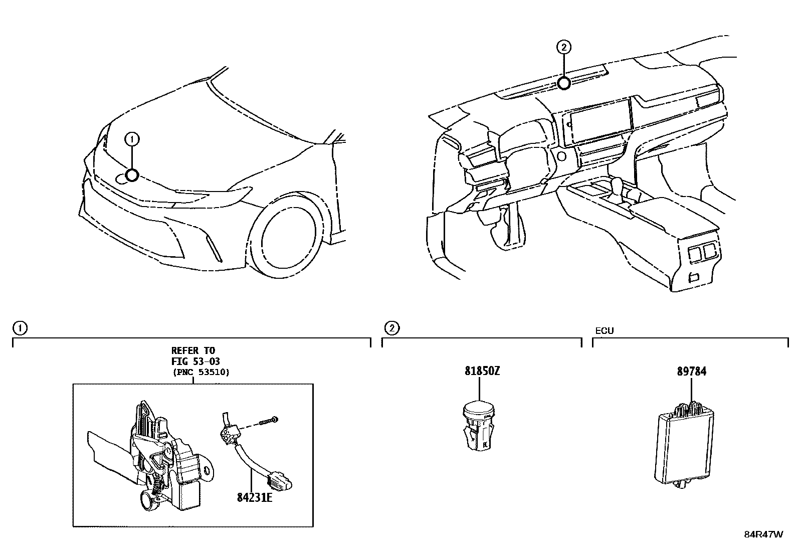 Toyota CAMRY 防盗装置 EPC diagram — 84R47W