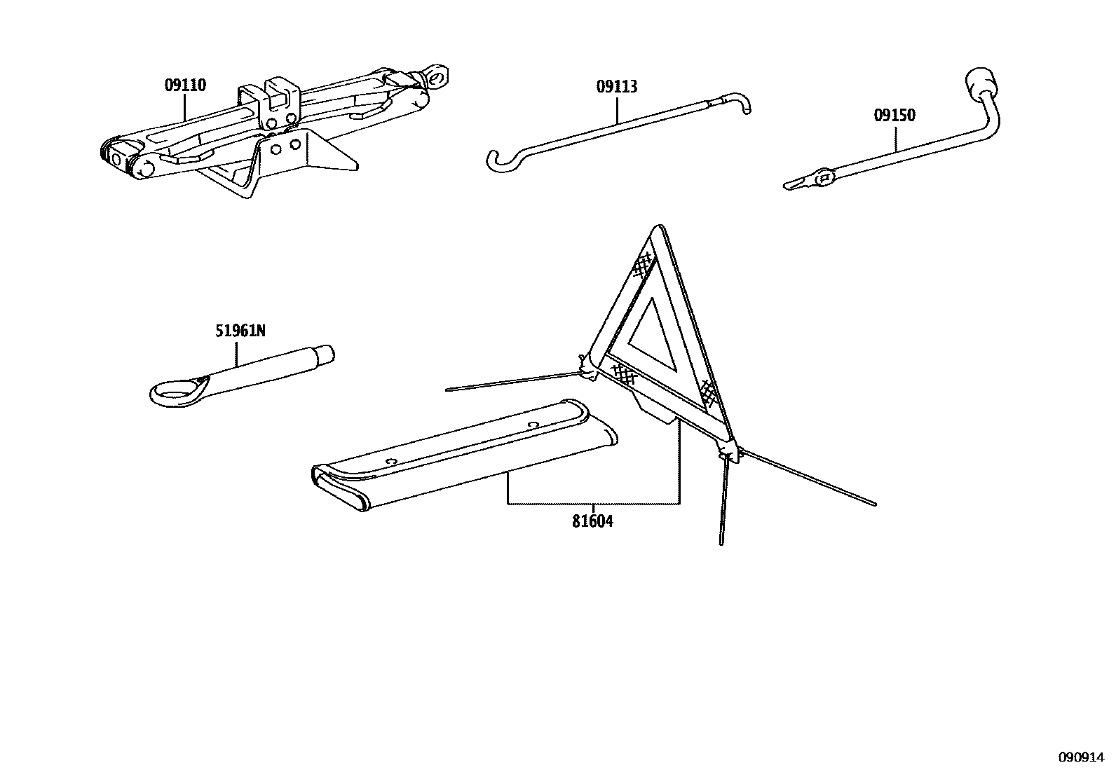 Toyota CAMRY Standard Tools EPC diagram — 090914