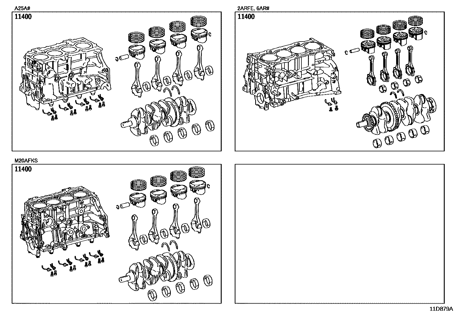 Toyota CAMRY Short Block Assembly EPC diagram — 11D879A
