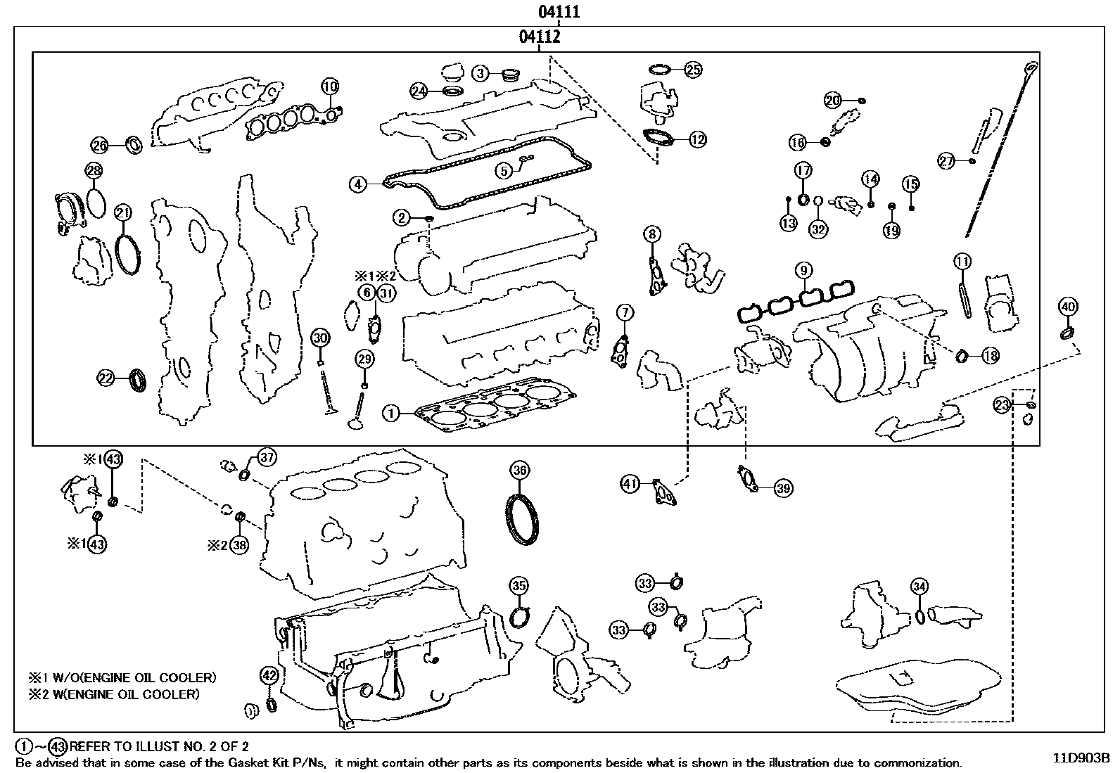 Toyota CAMRY Engine Overhaul Gasket Kit EPC diagram — 11D903B