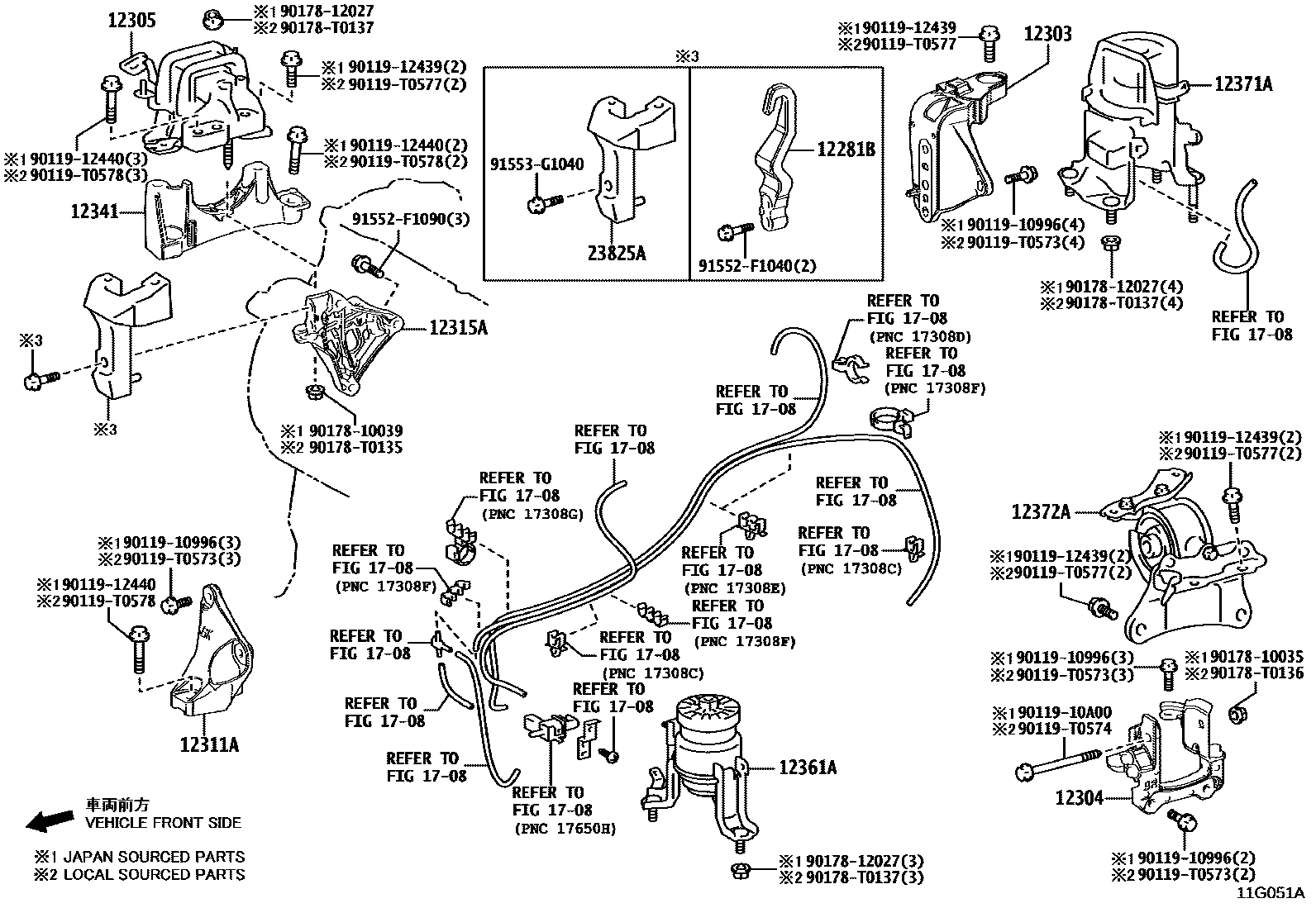 Toyota CAMRY Engine Mounting EPC diagram — 11G051A