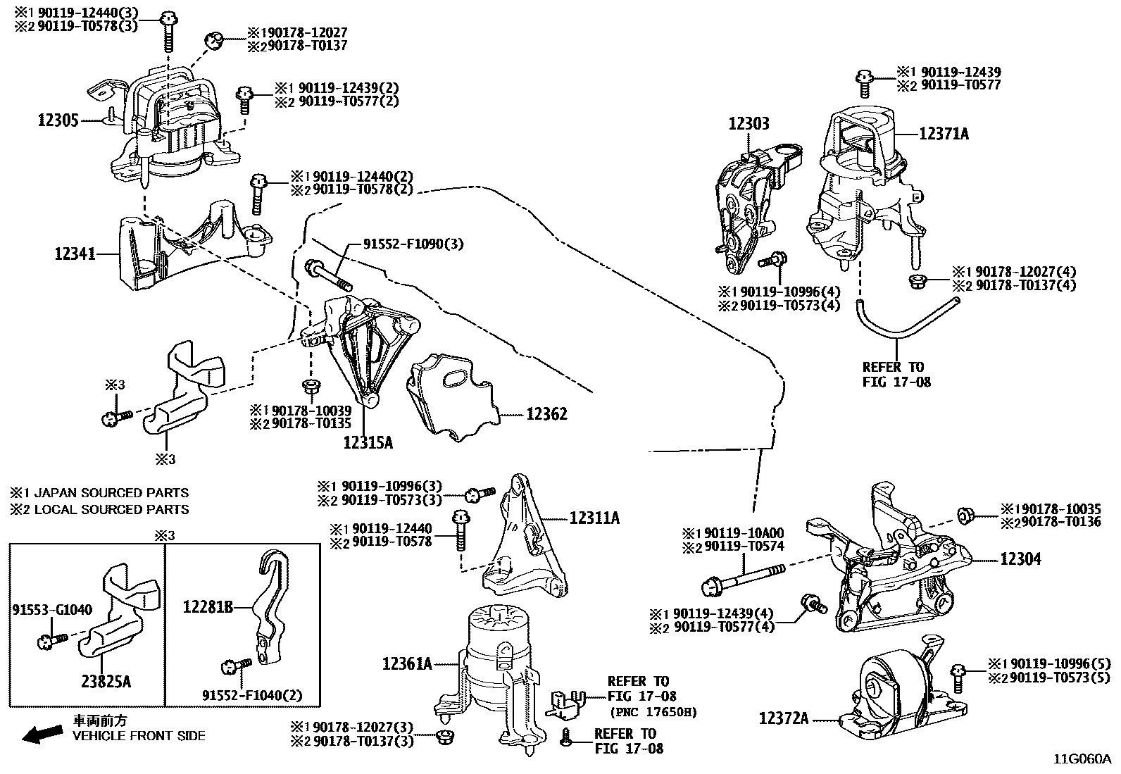 Toyota CAMRY Engine Mounting EPC diagram — 11G060A