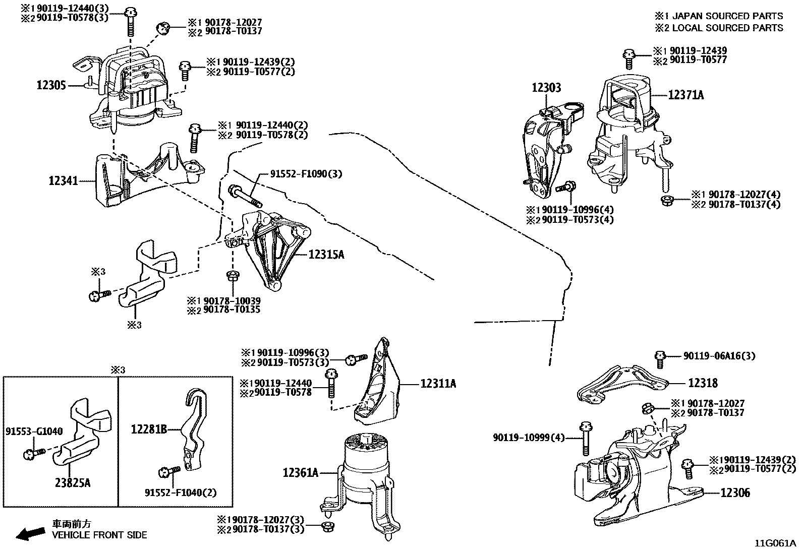 Toyota CAMRY Engine Mounting EPC diagram — 11G061A