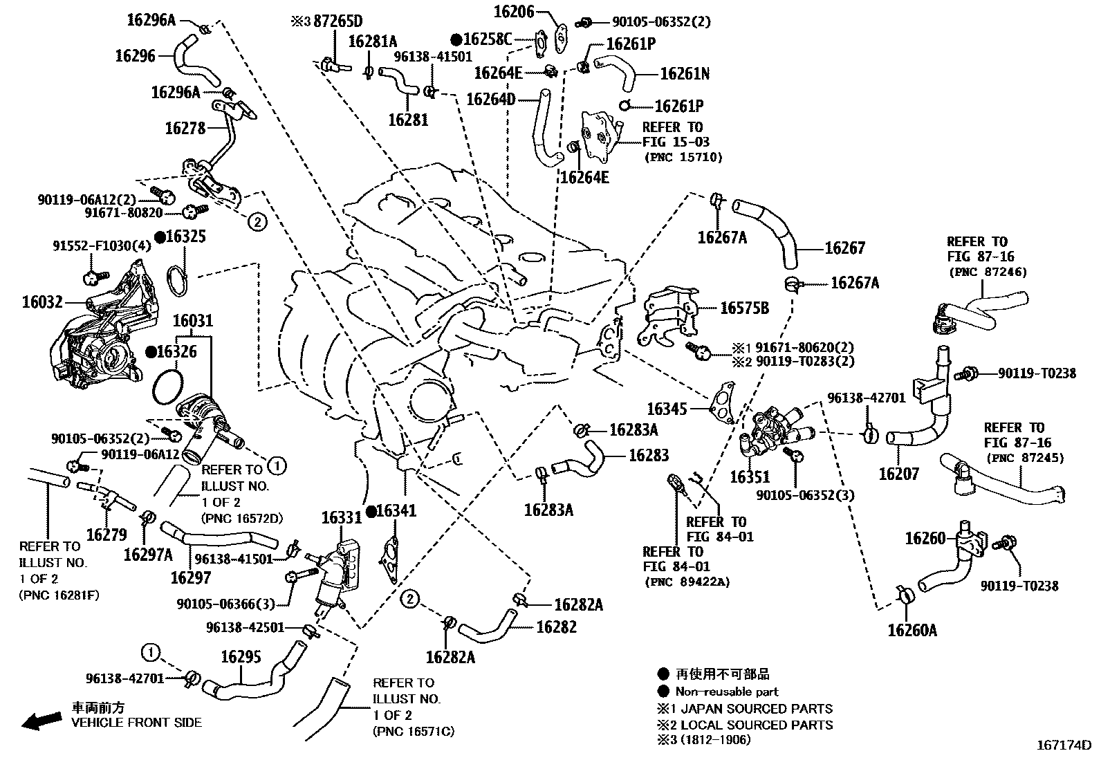 Toyota CAMRY RADIATOR & WATER OUTLET EPC diagram — 167174D