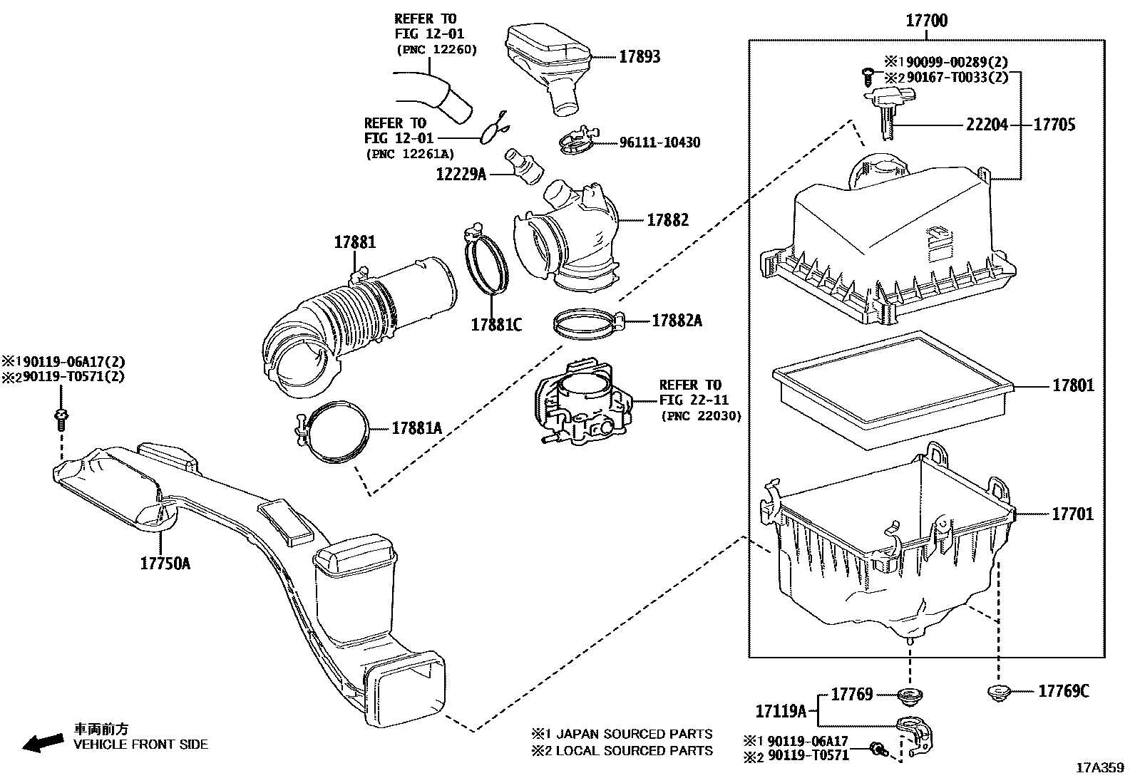 Toyota CAMRY Air Cleaner EPC diagram — 17A359