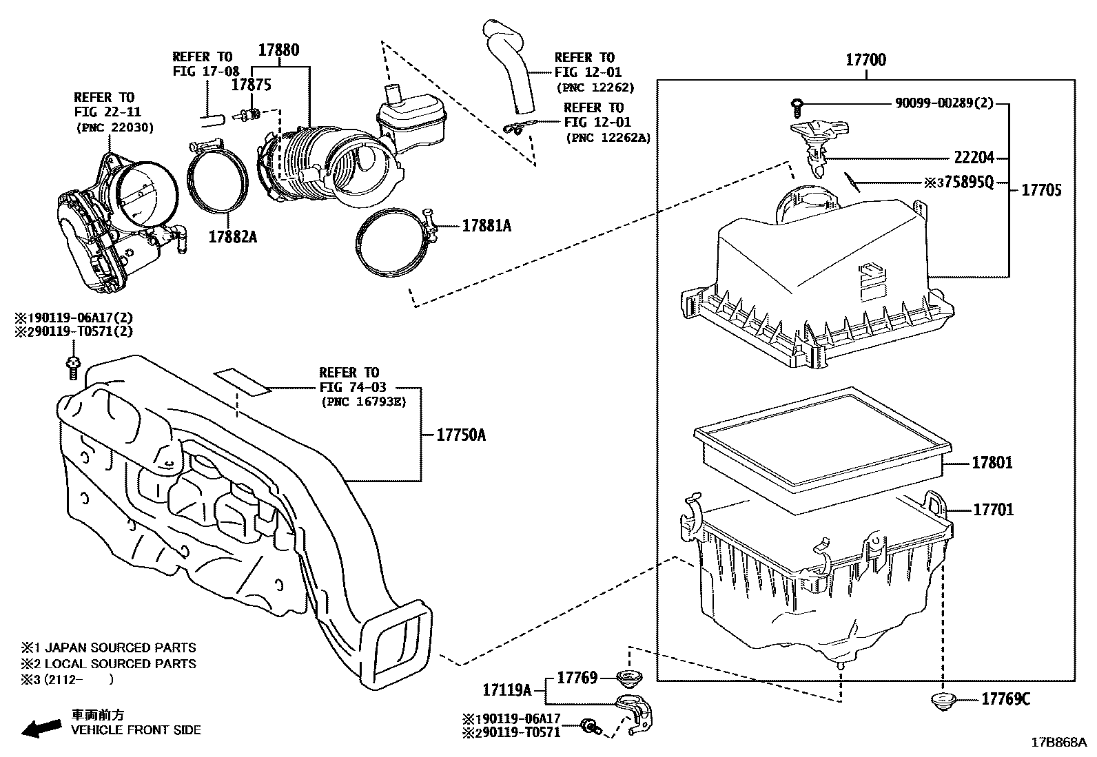 Toyota CAMRY Air Cleaner EPC diagram — 17B868A