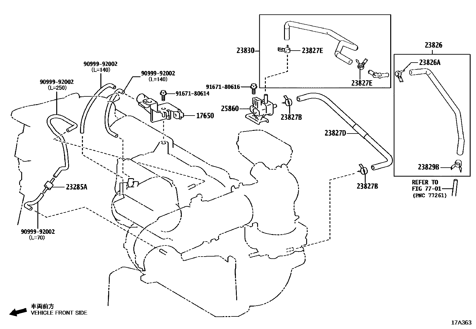 Toyota CAMRY vacuum tube EPC diagram — 17A363