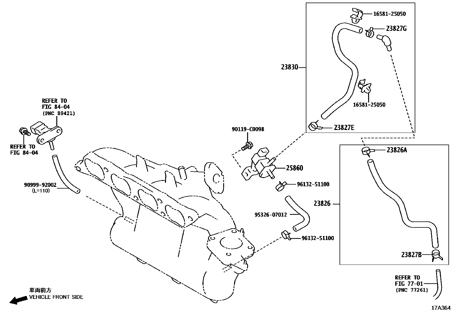 Toyota CAMRY vacuum tube EPC diagram — 17A364