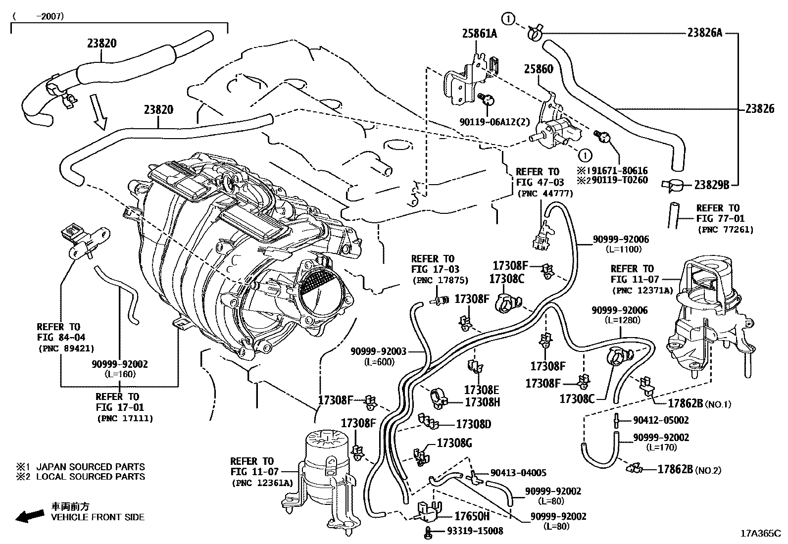 Toyota CAMRY vacuum tube EPC diagram — 17A365C