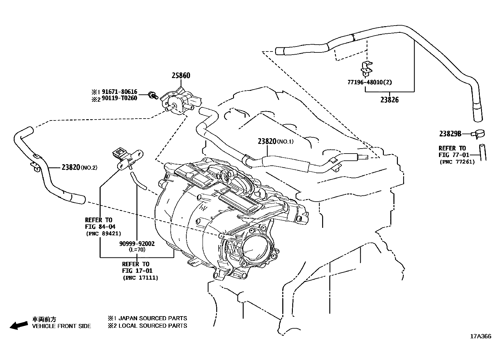 Toyota CAMRY vacuum tube EPC diagram — 17A366