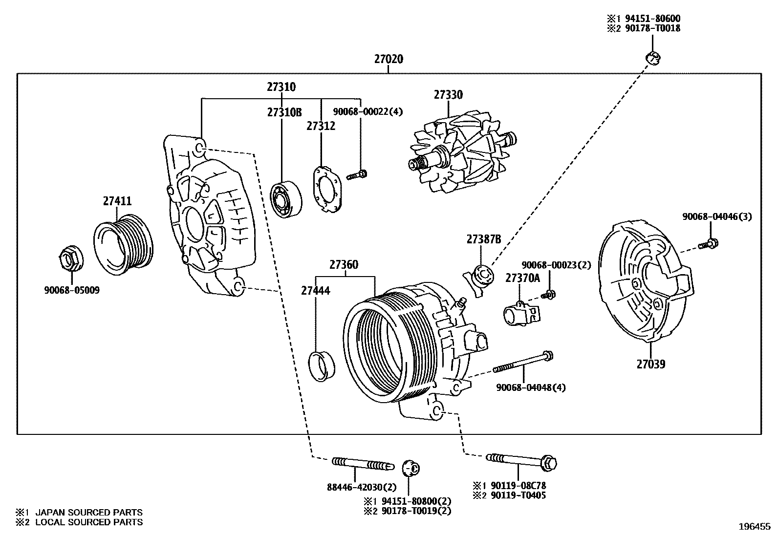 Toyota CAMRY Alternator EPC diagram — 196455