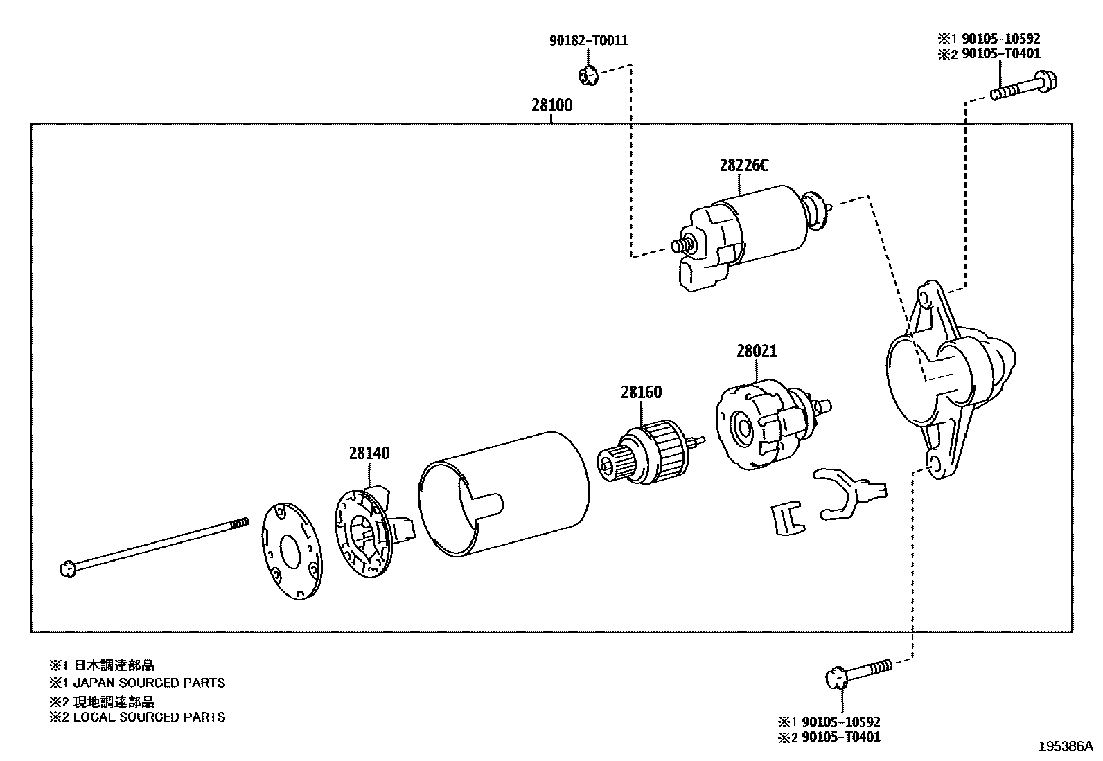 Toyota CAMRY 起动机 EPC diagram — 195386A