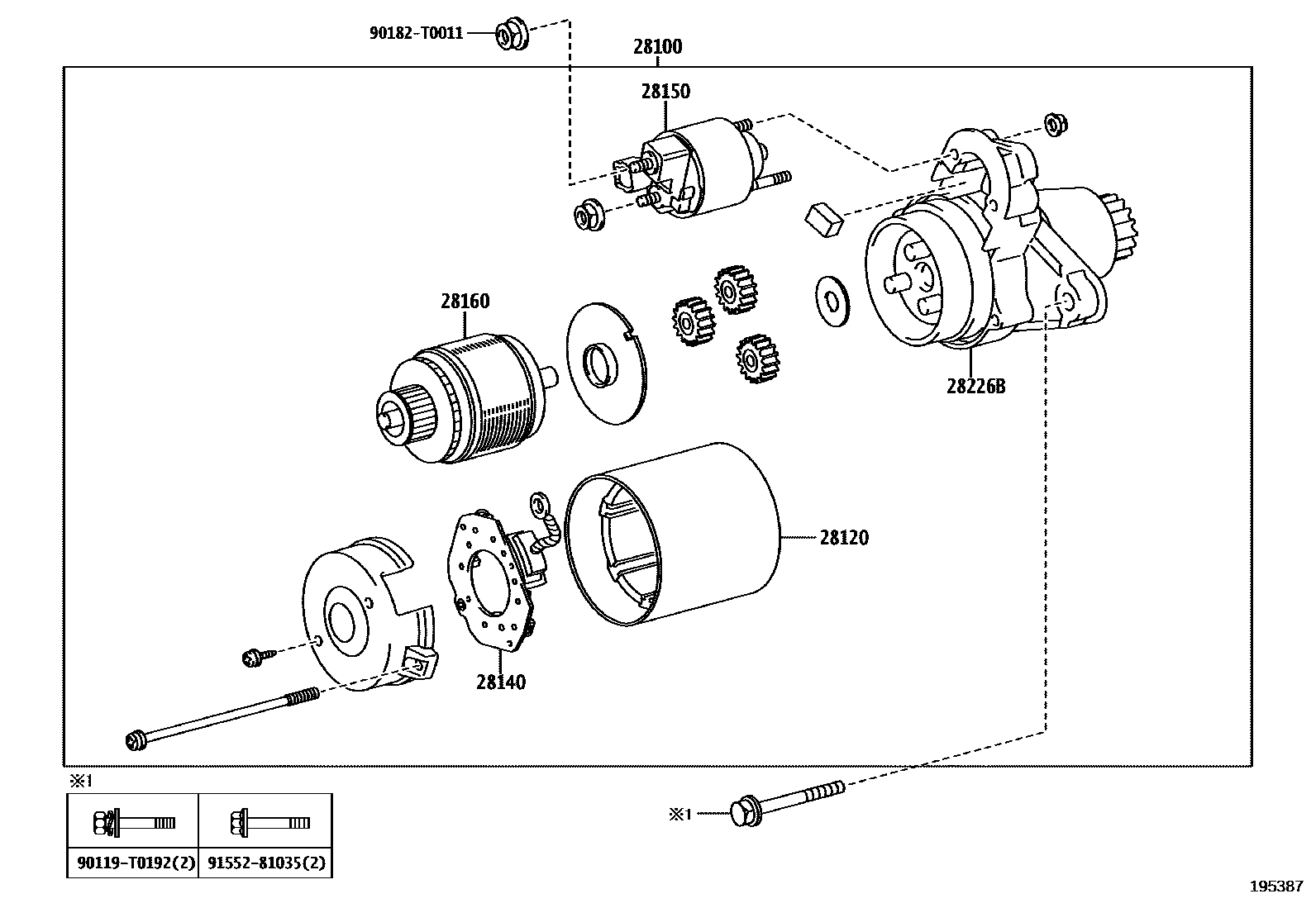 Toyota CAMRY 起动机 EPC diagram — 195387