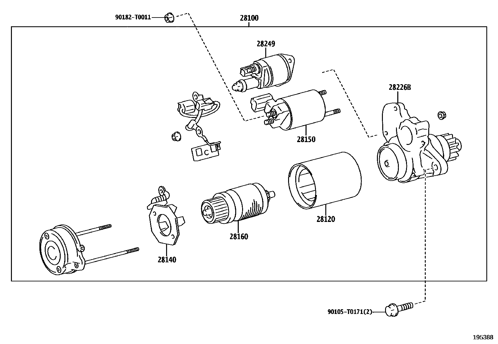 Toyota CAMRY 起动机 EPC diagram — 195388