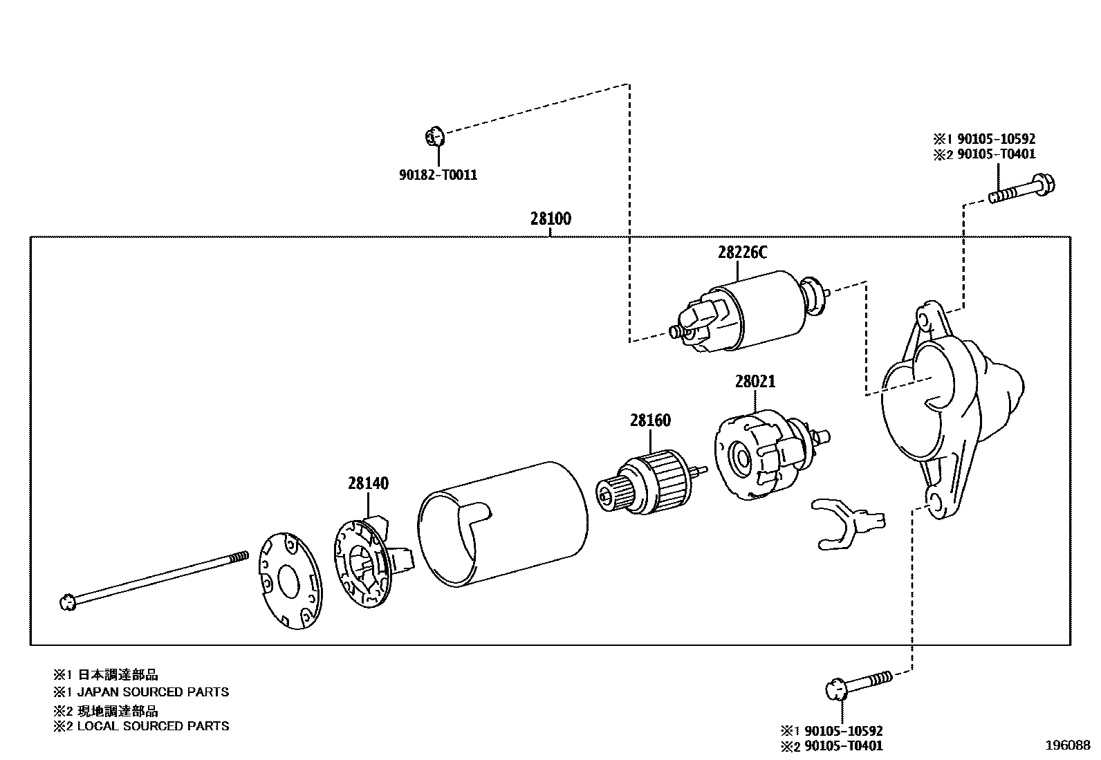 Toyota CAMRY 起动机 EPC diagram — 196088