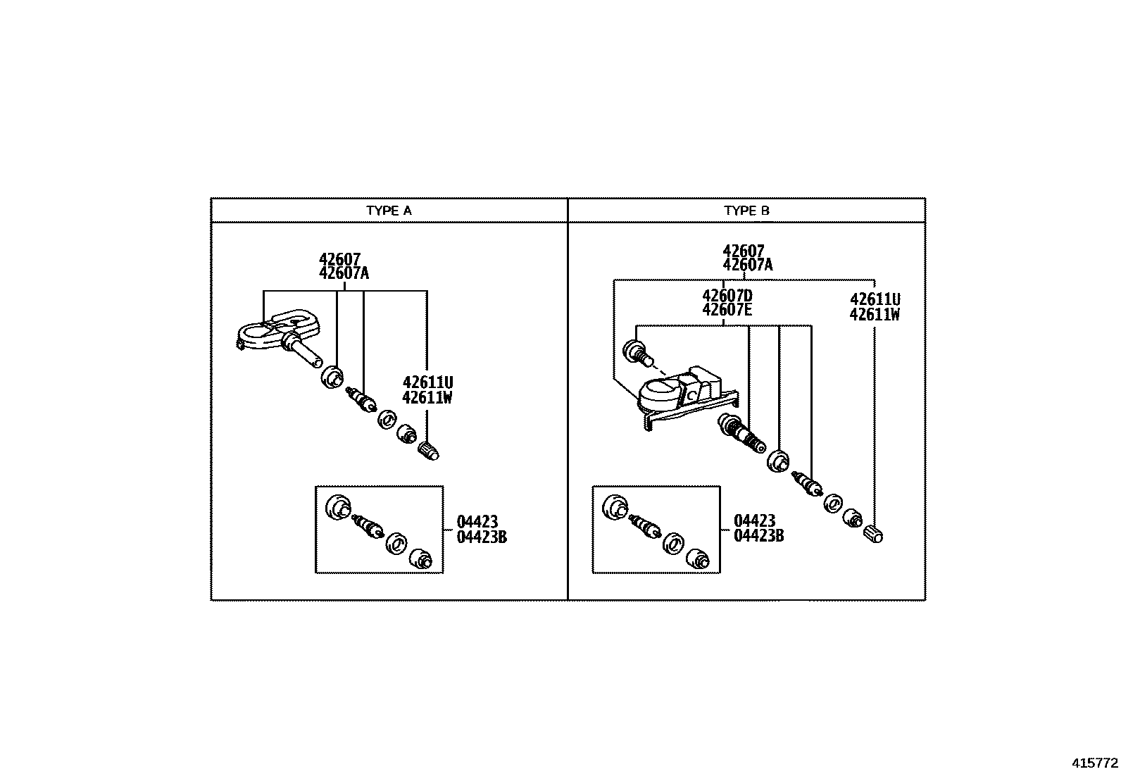 Toyota CAMRY 车轮和车轮盖 EPC diagram — 415772