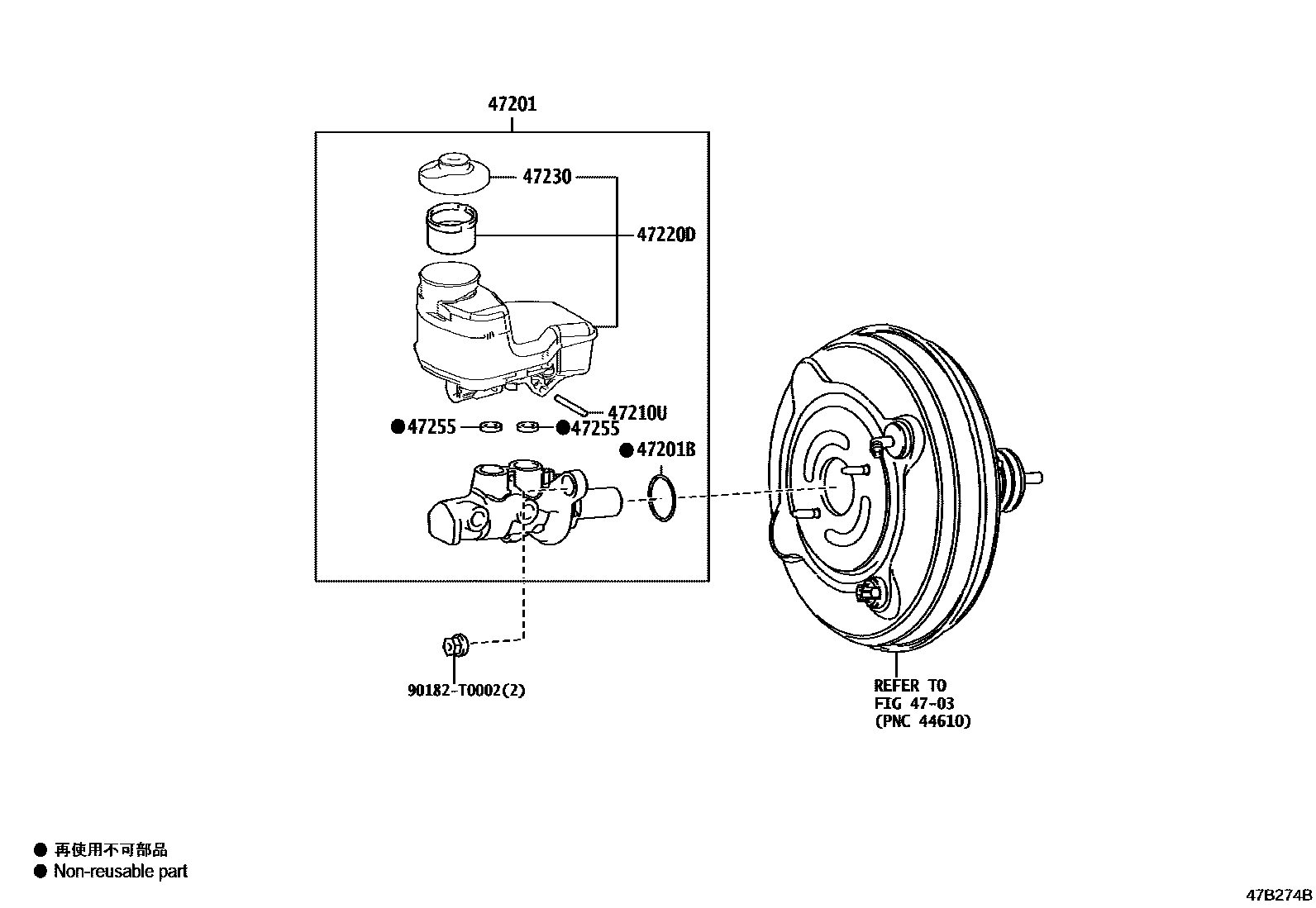 Toyota CAMRY 制动总泵 EPC diagram — 47B274B