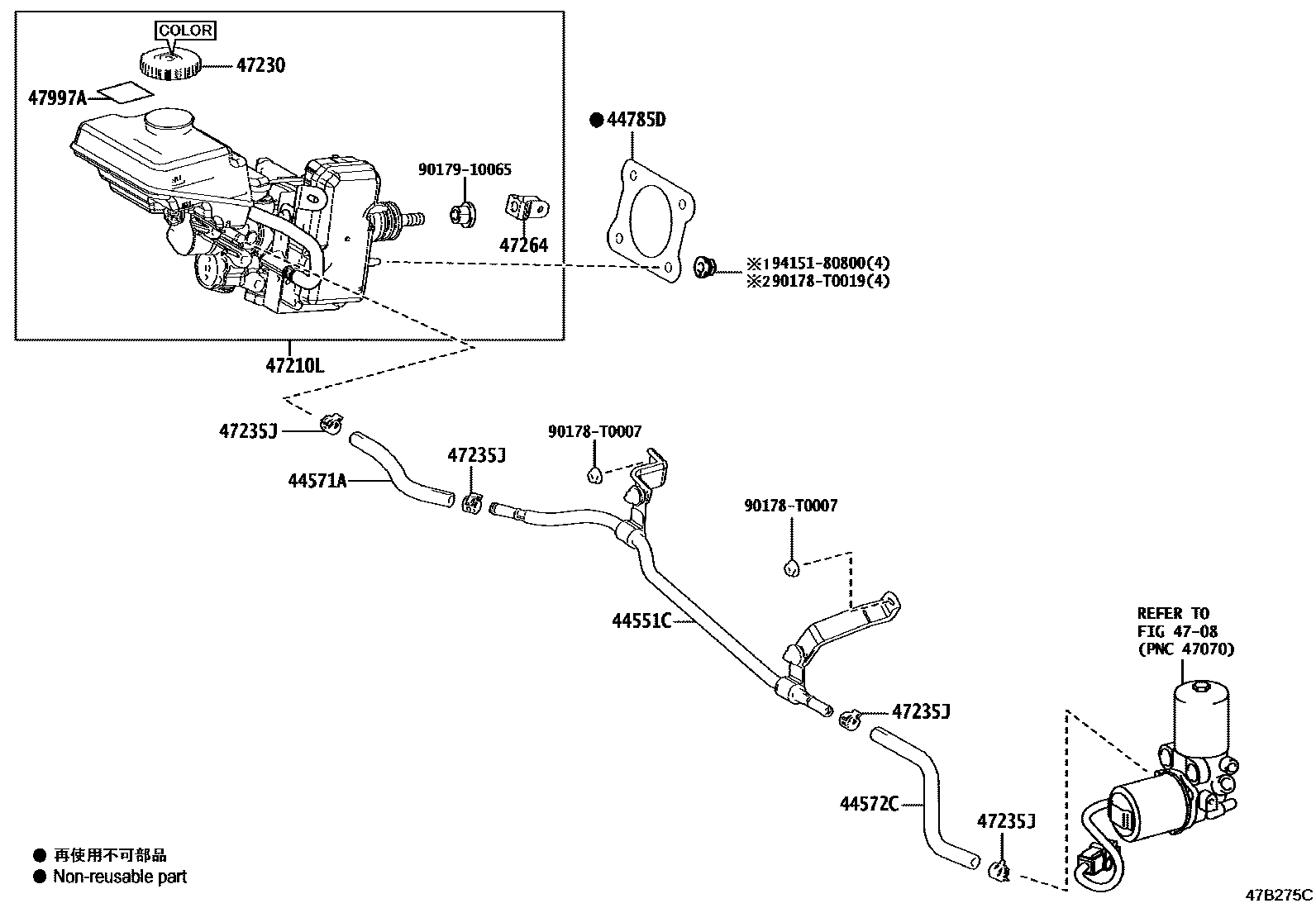 Toyota CAMRY 制动总泵 EPC diagram — 47B275C