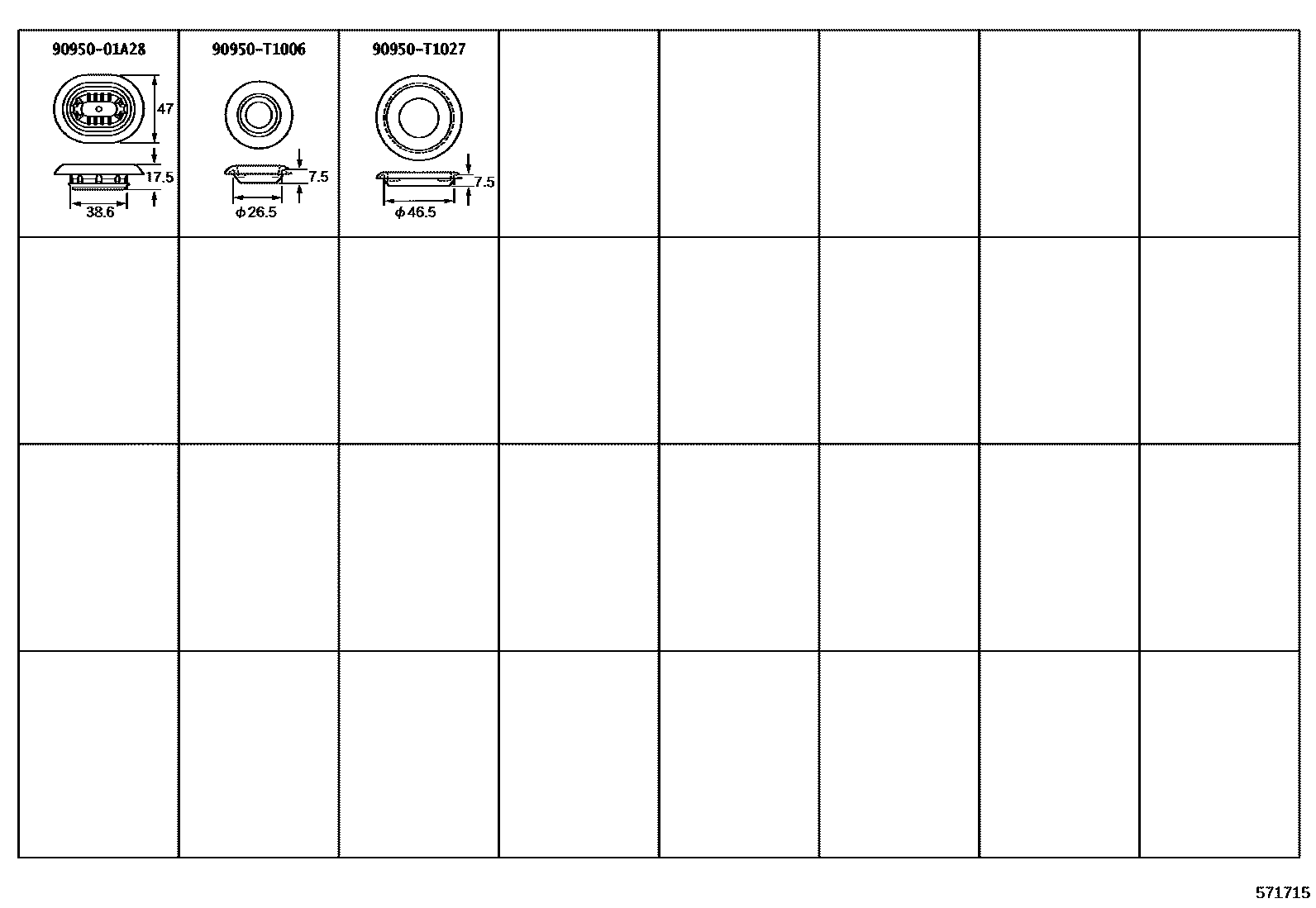 Toyota CAMRY hole plug EPC diagram — 571715