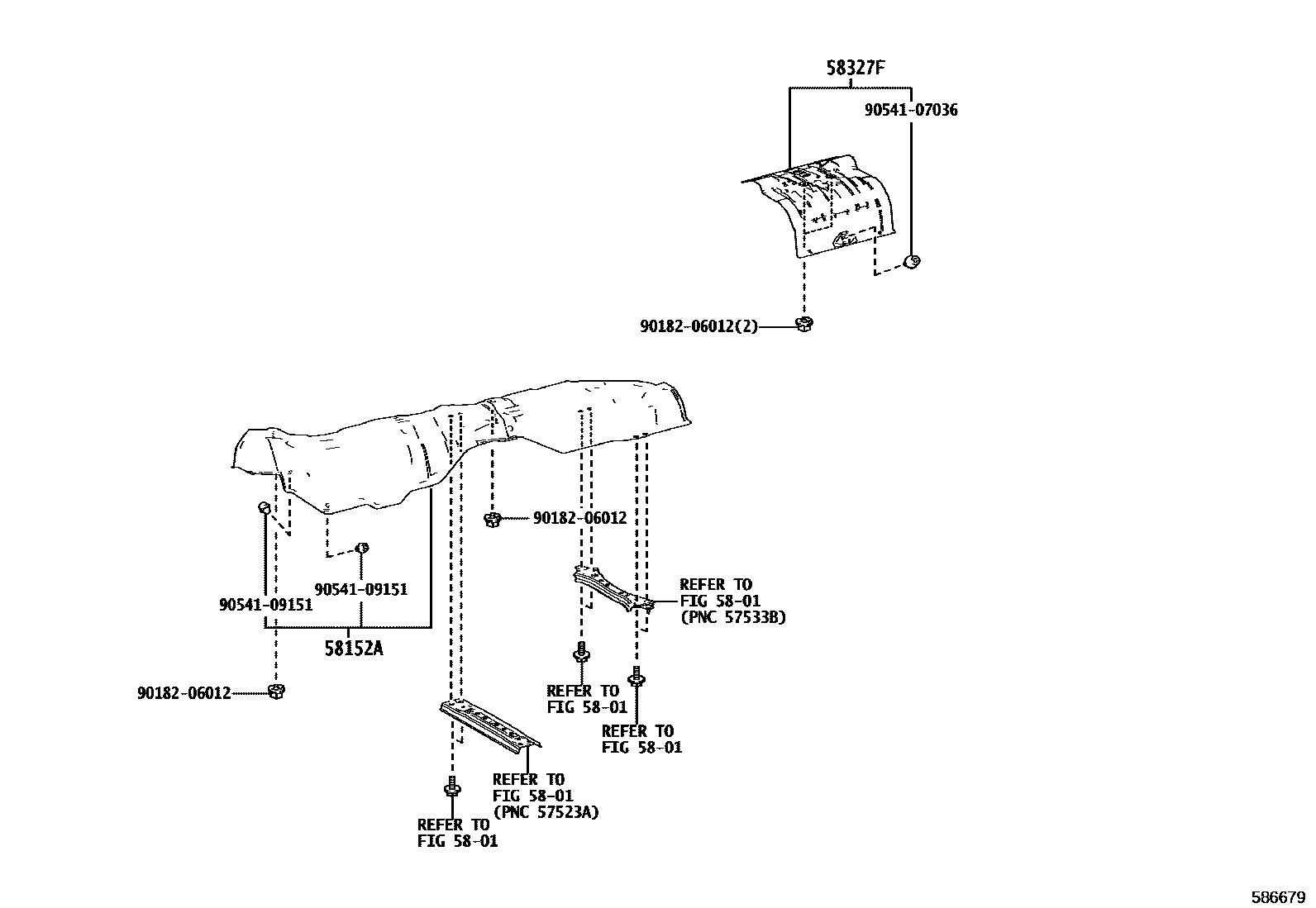 Toyota CAMRY 地板隔热垫 EPC diagram — 586679
