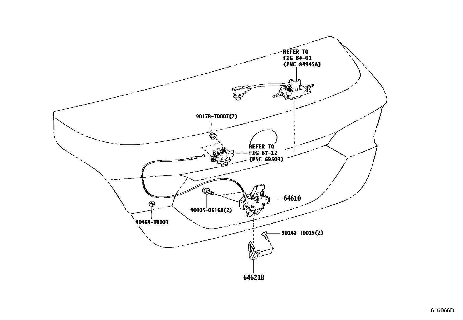 Toyota CAMRY 行李箱门和行李箱锁 EPC diagram — 616066D