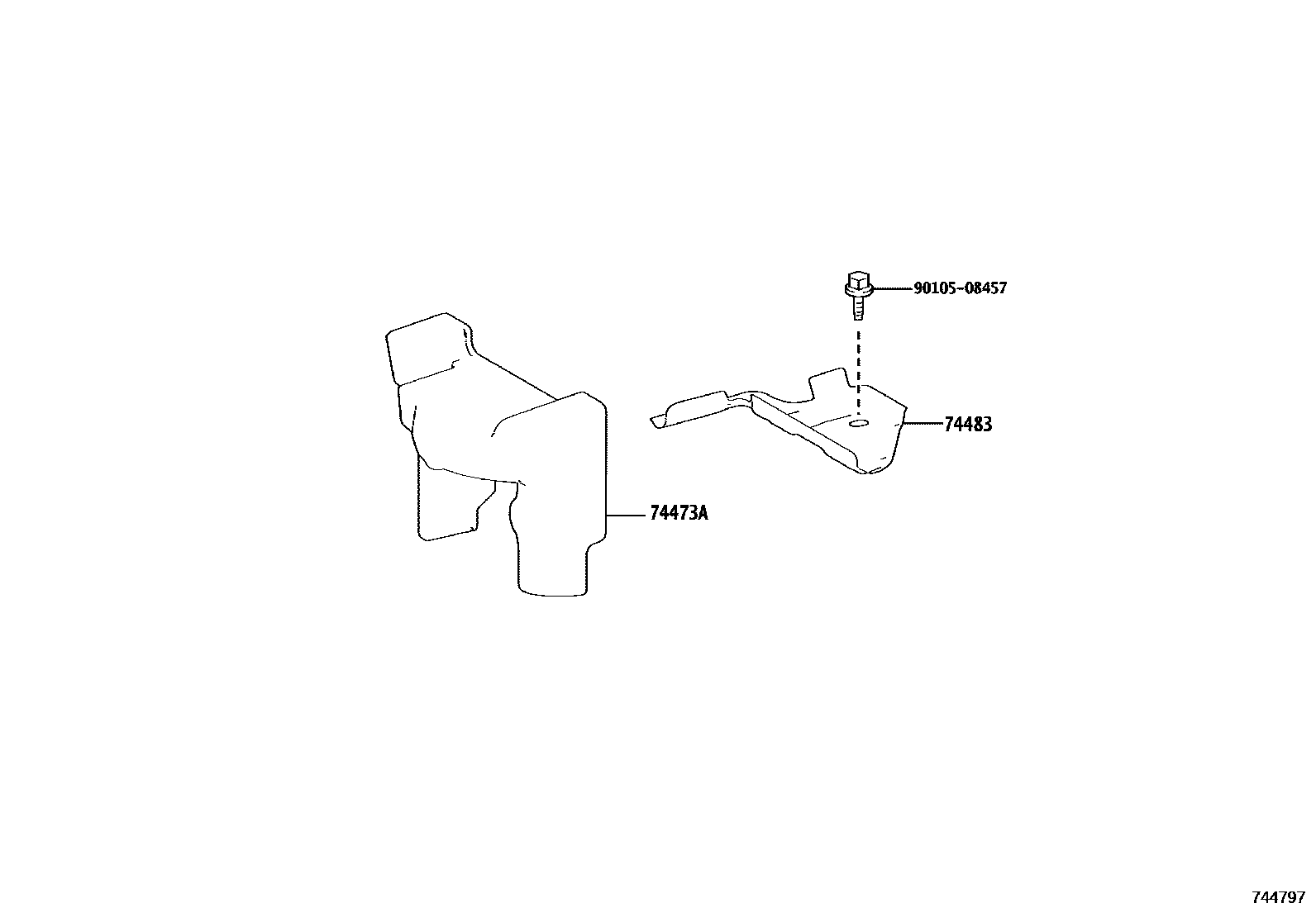 Toyota CAMRY battery holder EPC diagram — 744797