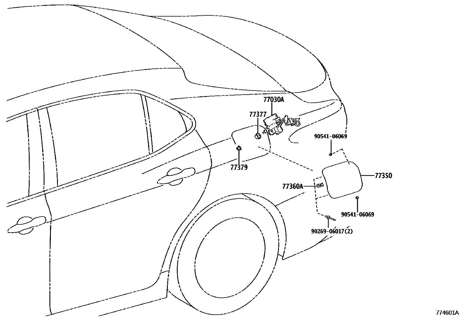 Toyota CAMRY 燃油箱和燃油管 EPC diagram — 774601A