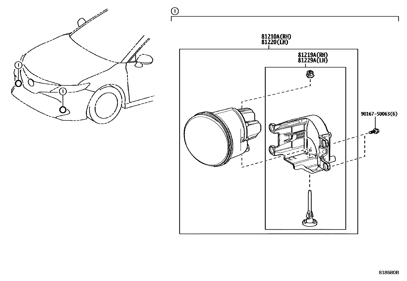 Toyota CAMRY Fog Lamp EPC diagram — 818680B