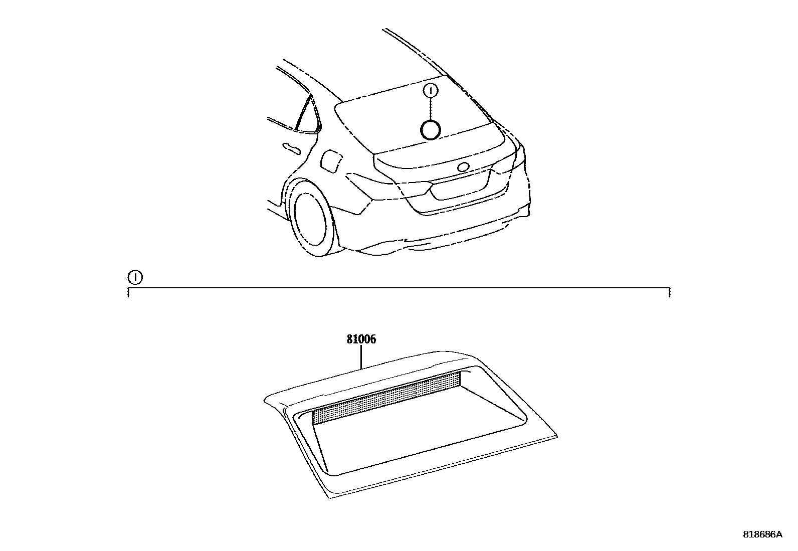 Toyota CAMRY 高位刹车灯 EPC diagram — 818686A