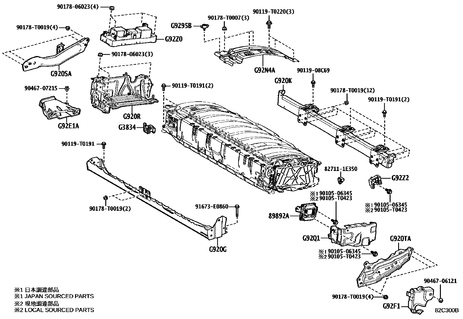 Toyota CAMRY 蓄电池和蓄电池电缆 EPC diagram — 82C300B
