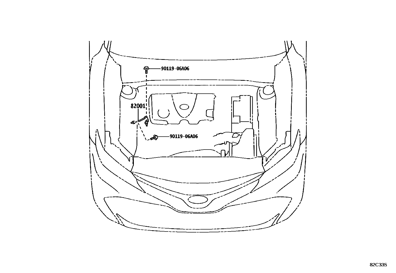 Toyota CAMRY 线束和卡夹 EPC diagram — 82C335