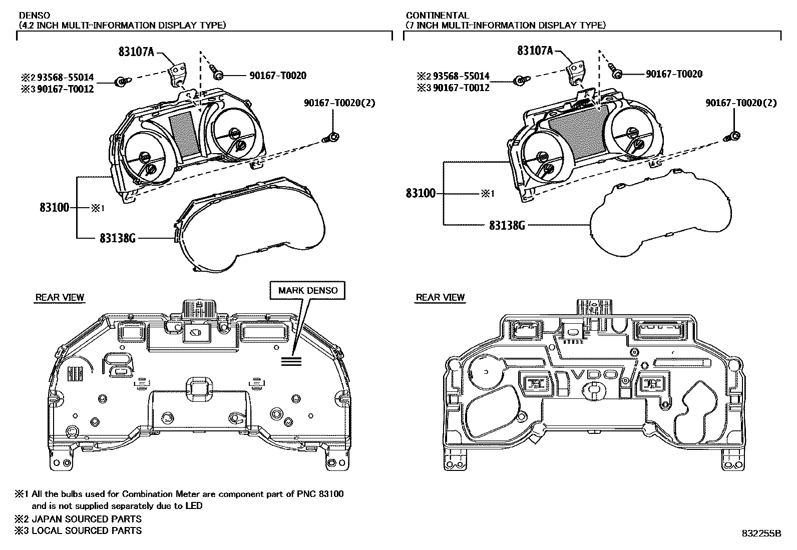 Toyota CAMRY 仪表 EPC diagram — 832255B