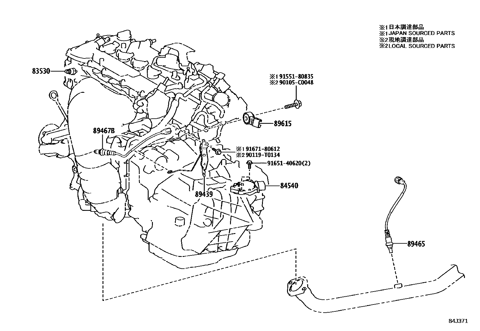 Toyota CAMRY 开关和继电器和ECU EPC diagram — 84J371