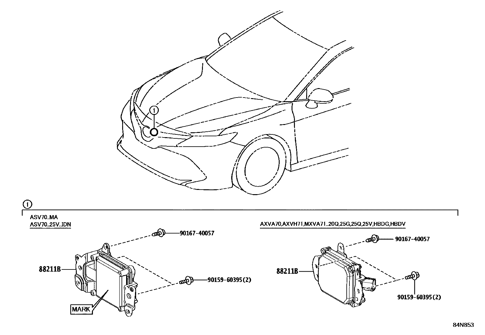 Toyota CAMRY 巡航控制(自动行驶) EPC diagram — 84N853
