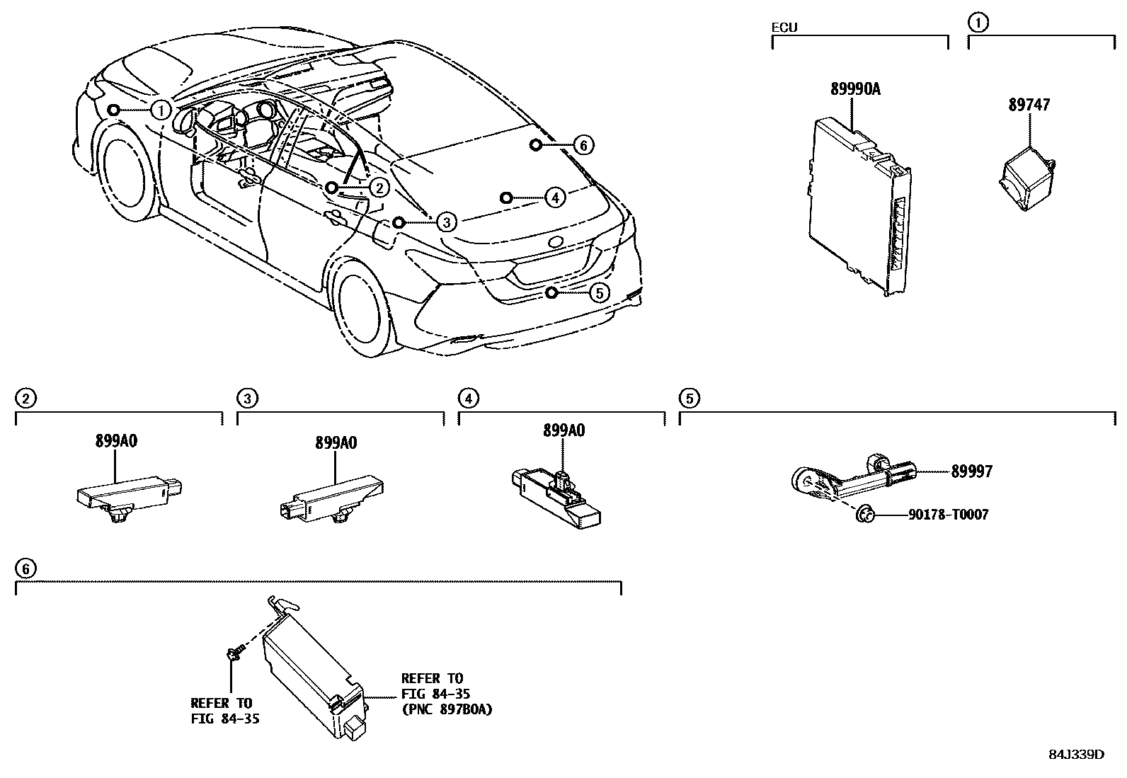 Toyota CAMRY 遥控门锁 EPC diagram — 84J339D