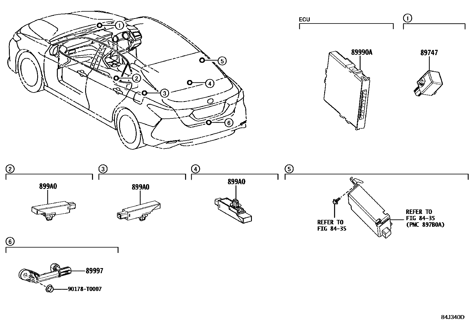 Toyota CAMRY 遥控门锁 EPC diagram — 84J340D