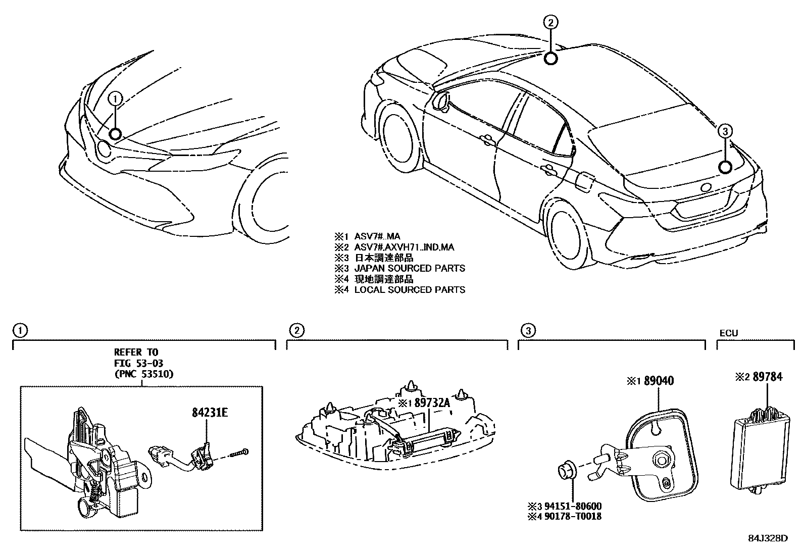 Toyota CAMRY 防盗装置 EPC diagram — 84J328D