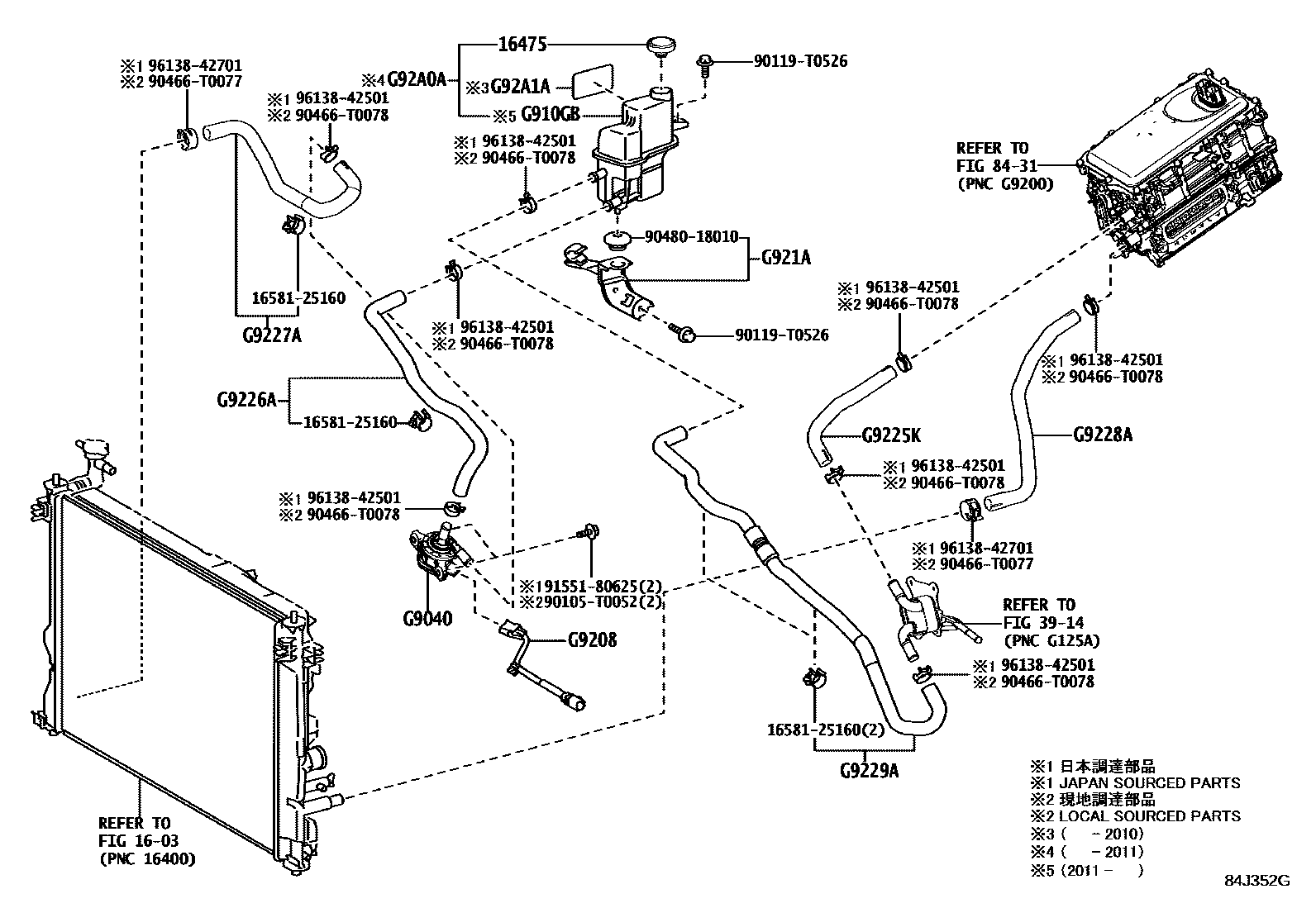 Toyota CAMRY 逆变器冷却系统 EPC diagram — 84J352G