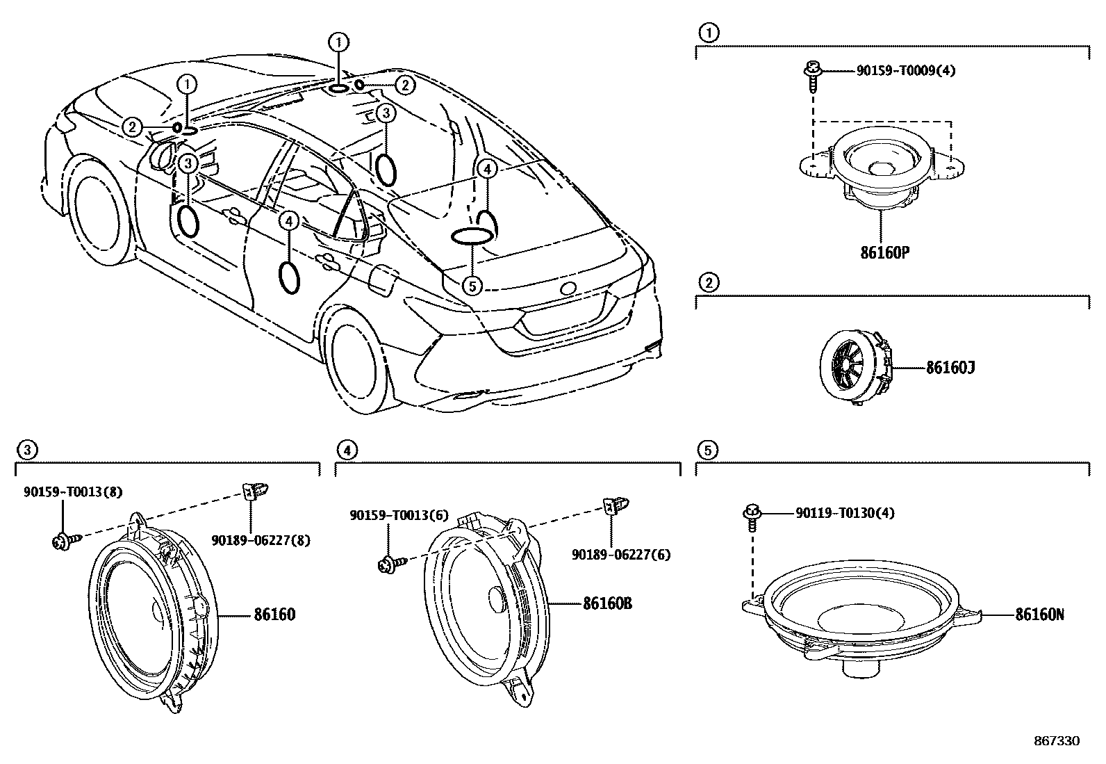 Toyota CAMRY 扬声器 EPC diagram — 867330