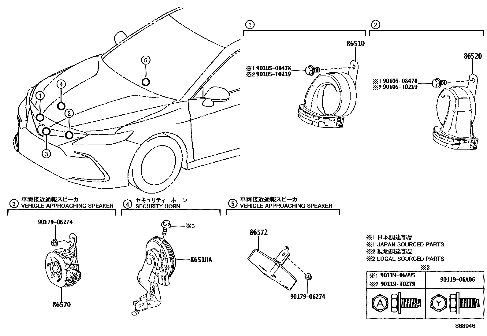 Toyota CAMRY 喇叭 EPC diagram — 868946