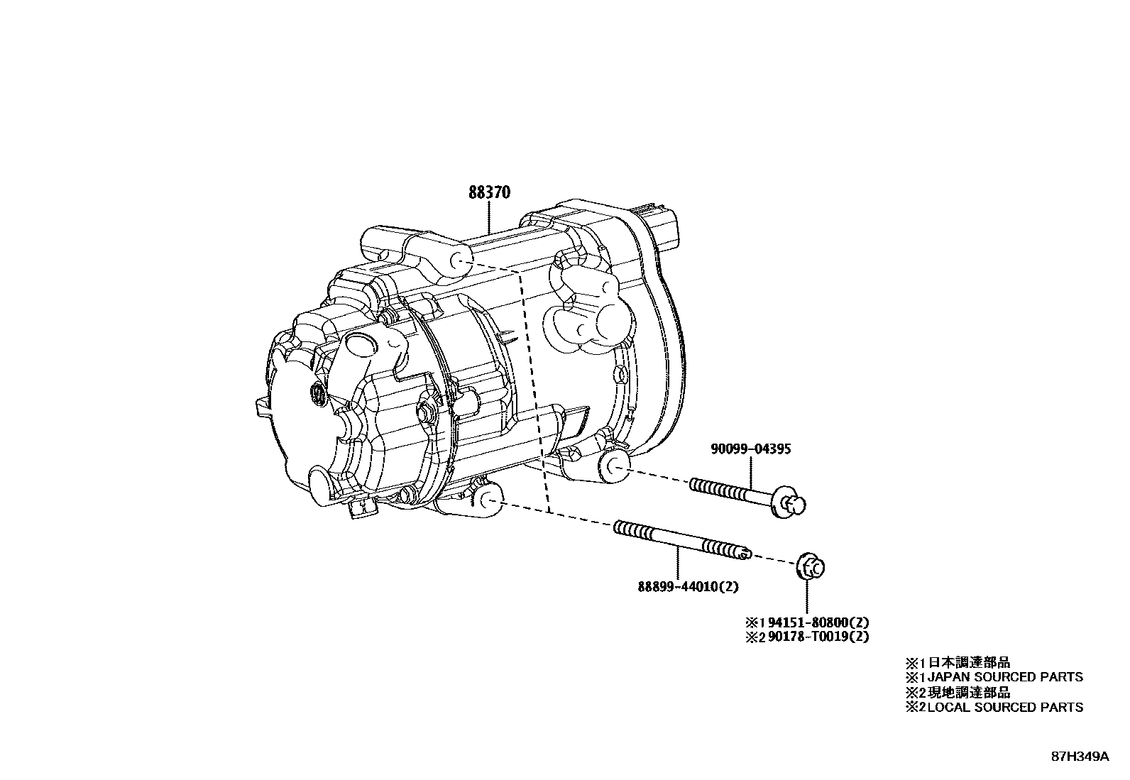 Toyota CAMRY Heating & Air Conditioning - Compressor EPC diagram — 87H349A
