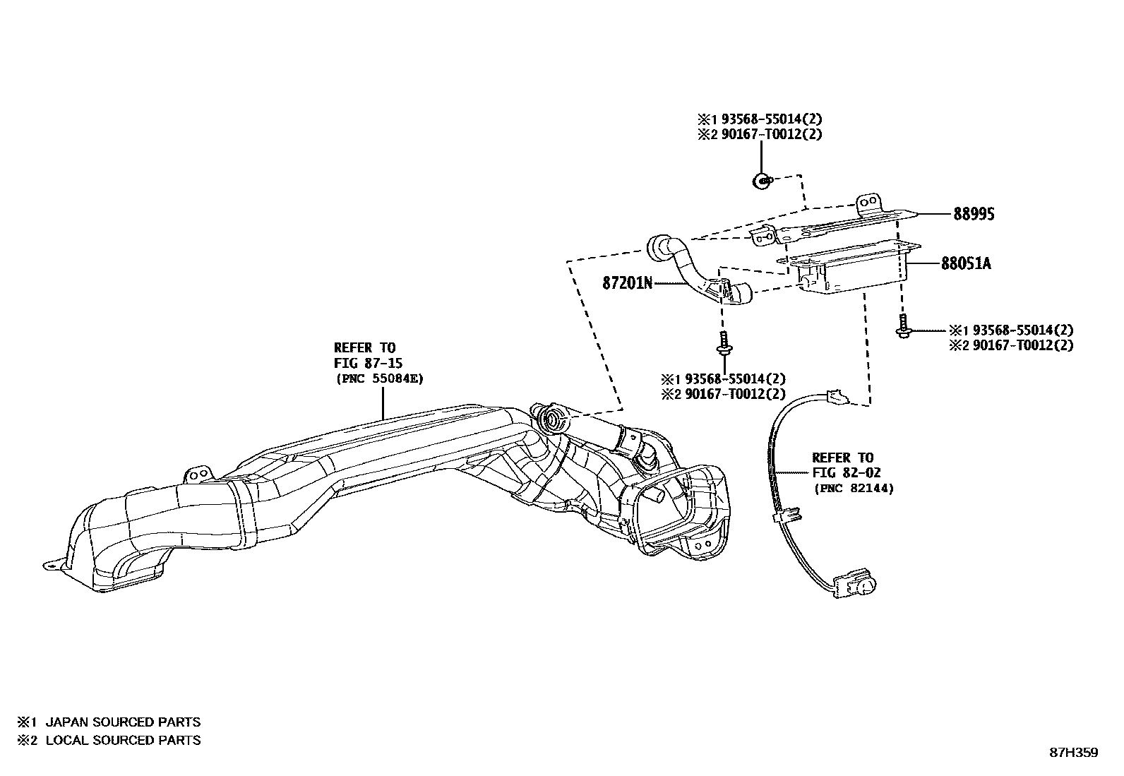 Toyota CAMRY 空气净化器或离子发生器 EPC diagram — 87H359