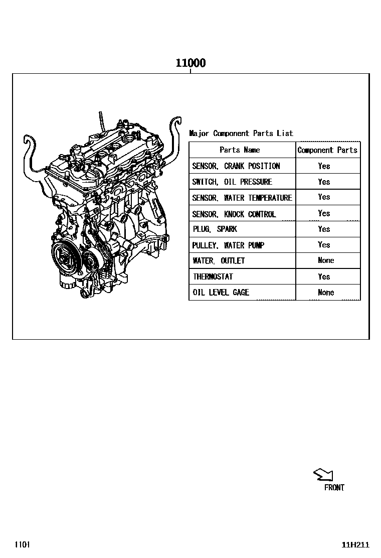 Toyota YARIS Partial Engine Assembly EPC diagram — 11H211