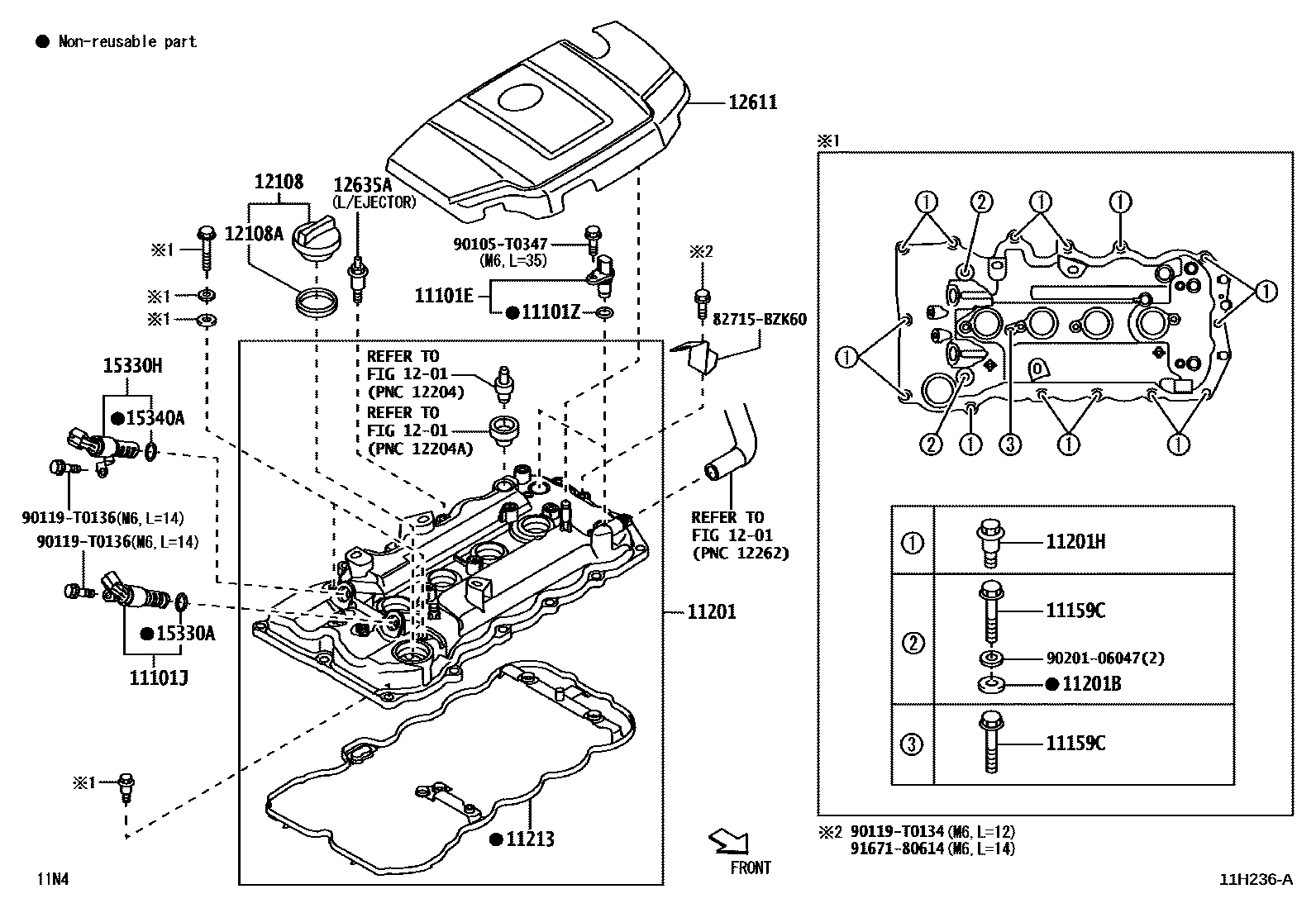 Toyota YARIS Cylinder Head EPC diagram — 11H236A