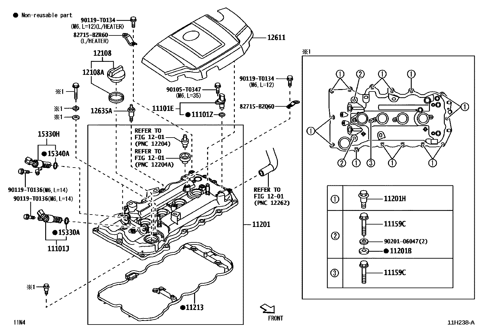 Toyota YARIS Cylinder Head EPC diagram — 11H238A