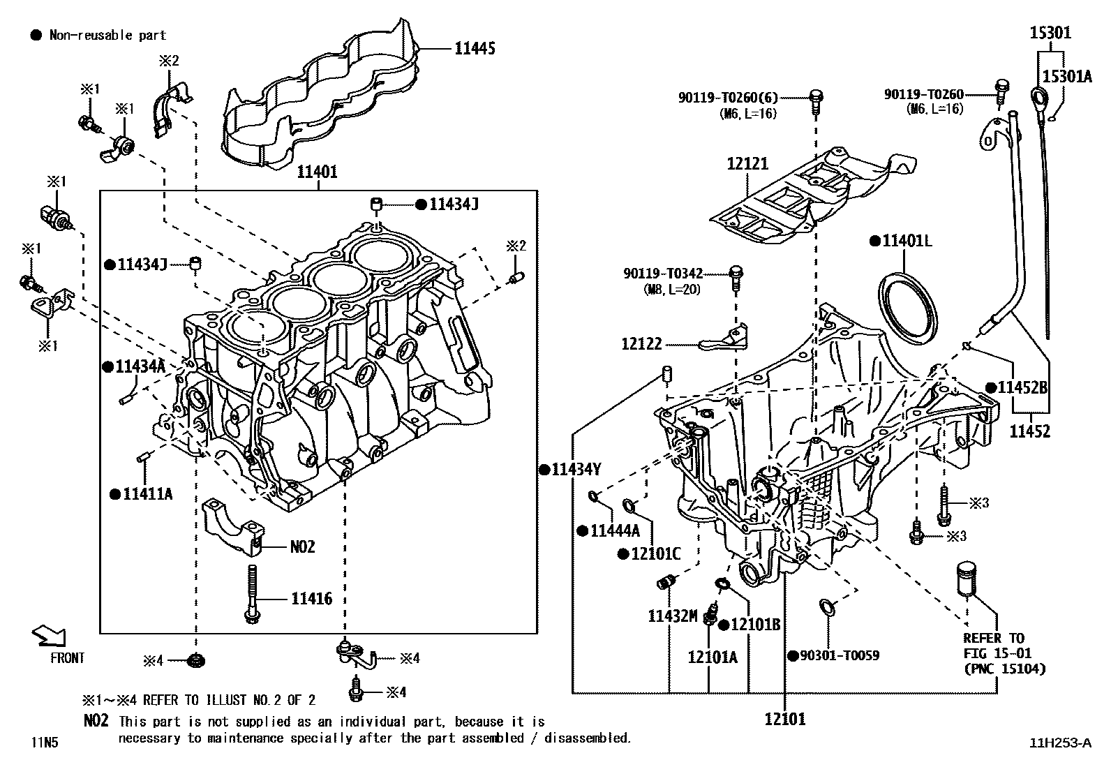 Toyota YARIS Cylinder Block EPC diagram — 11H253A