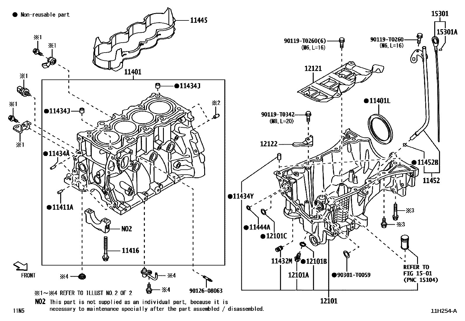 Toyota YARIS Cylinder Block EPC diagram — 11H254A