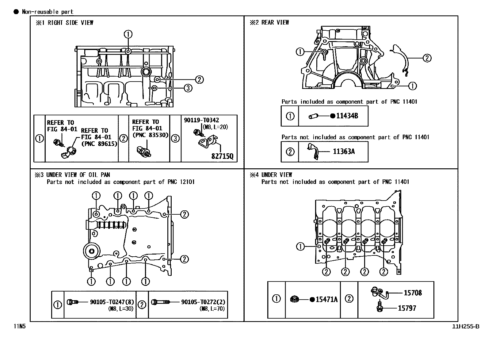 Toyota YARIS Cylinder Block EPC diagram — 11H255B