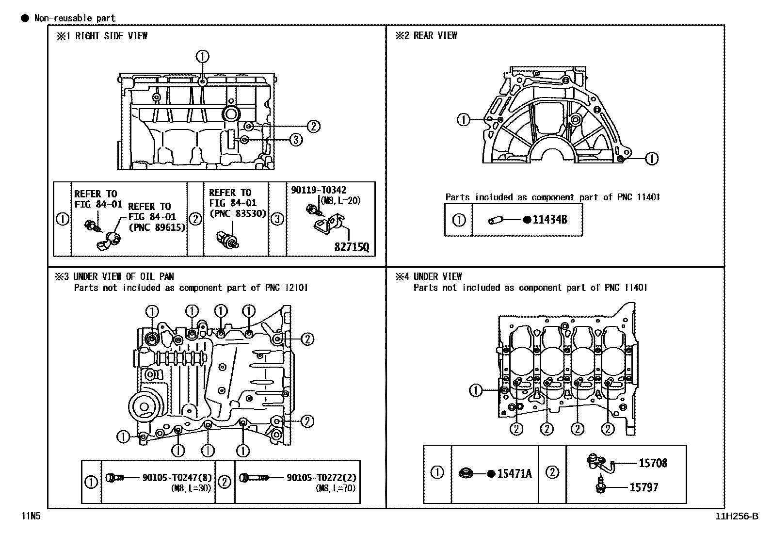 Toyota YARIS Cylinder Block EPC diagram — 11H256B