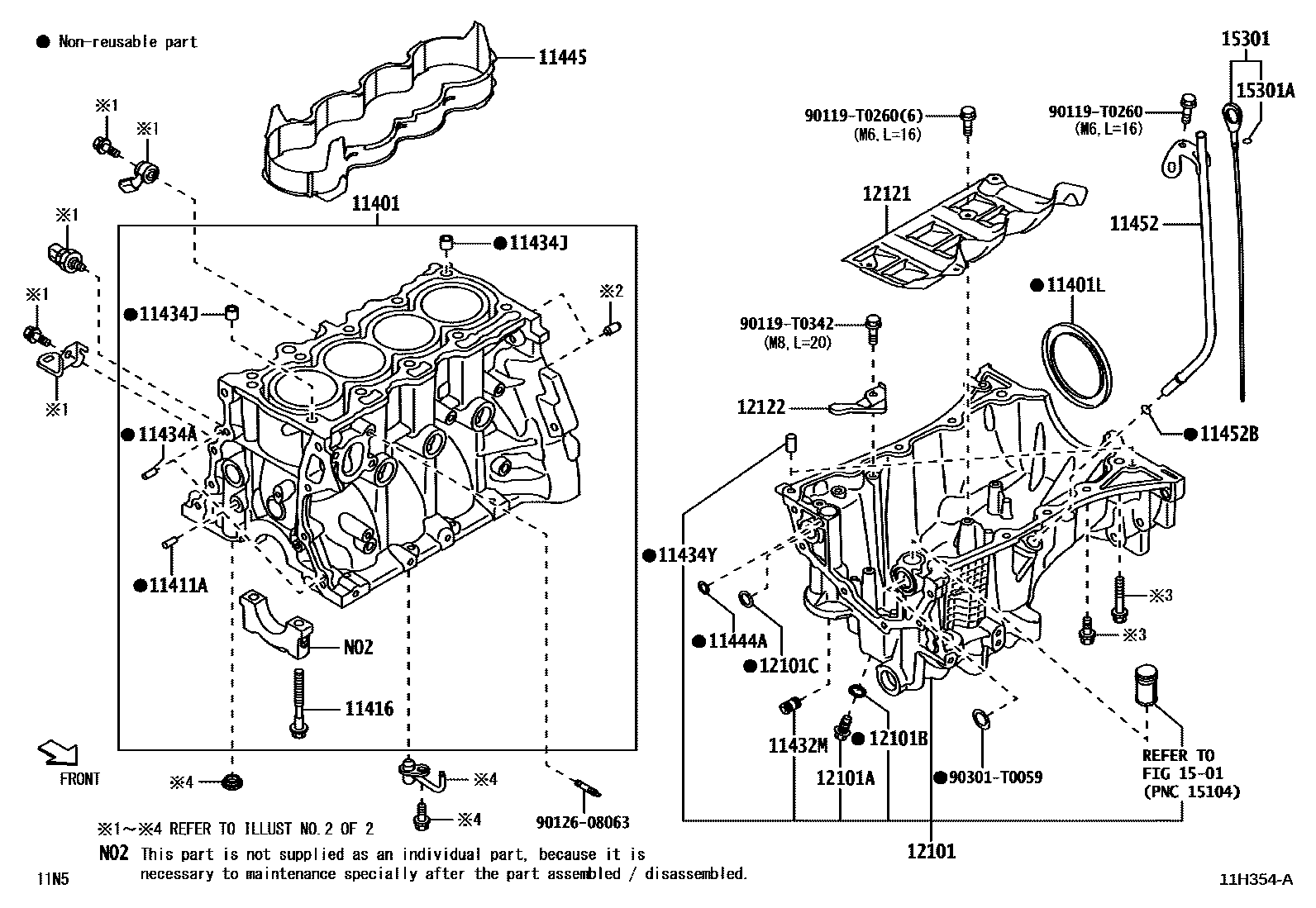Toyota YARIS Cylinder Block EPC diagram — 11H354A